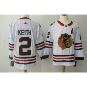 NHL Blackhawks 2 Duncan Keith White A Patch Adidas Men Jersey