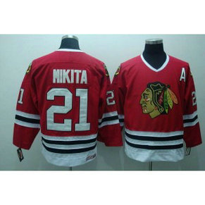 NHL Blackhawks 21 Stan Mikita Red CCM Throwback Men Jersey