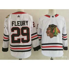 NHL Blackhawks 29 Marc-Andre Fleury White Adidas Men Jersey