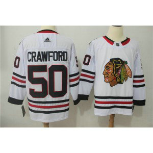 NHL Blackhawks 50 Corey Crawford White Adidas Men Jersey