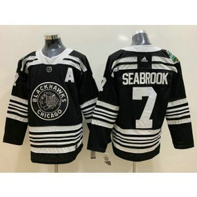 NHL Blackhawks 7 Brent Seabrook Black 2019 Winter Classic Adidas Men Jersey