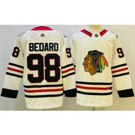 NHL Blackhawks 98 Connor Bedard White Adidas Men Jersey