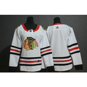 NHL Blackhawks Blank White Adidas Women Jersey