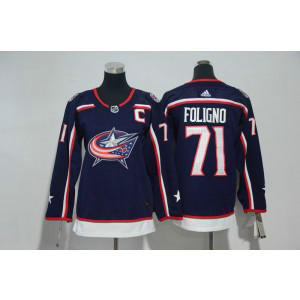 NHL Blue Jackets 71 Nick Foligno Navy Adidas Youth Jersey