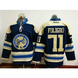 NHL Blue Jackets 71 Nick Foligno Navy Blue Reebok Men Jersey