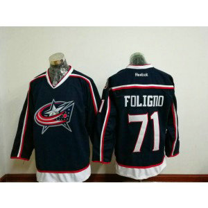 NHL Blue Jackets 71 Nick Foligno Navy Reebok Men Jersey