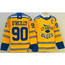 NHL Blues 90 Ryan O'Reilly Yellow 2022-23 Reverse Adidas Men Jersey NHL Blues 90 Ryan O'Reilly Yellow 2022-23 Reverse Adidas Men Jersey