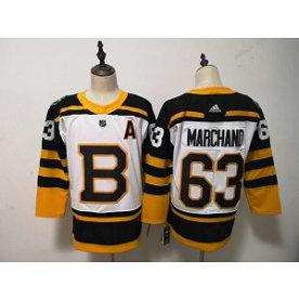 NHL Bruins 63 Brad Marchand White 2019 Winter Classic Adidas Men Jersey