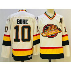 NHL CANUCKS 10 PAVEL BURE White Throwback Men Jersey