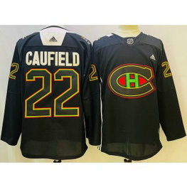 NHL Canadiens 22 Cole Caufield Black 2022-23 Retro Adidas Men Jersey