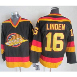 NHL Canucks 16 Trevor Linden Black CCM Throwback Men Jersey