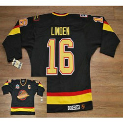 NHL Canucks 16 Trevor Linden Black CCM Throwback Vintage Men Jersey