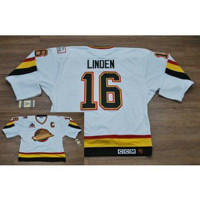 NHL Canucks 16 Trevor Linden White CCM Throwback Vintage Men Jersey