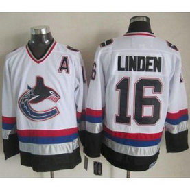 NHL Canucks 16 Trevor Linden WhiteCCM Throwback Men Jersey