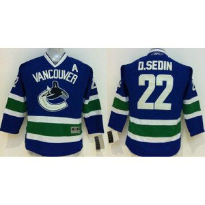 NHL Canucks 22 Daniel Sedin Blue Youth Jersey