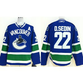 NHL Canucks 22 Daniel Sedin With A Patch Blue Men Jersey