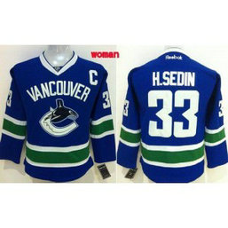 NHL Canucks 33 Henrik Sedin Blue Home Women Jersey