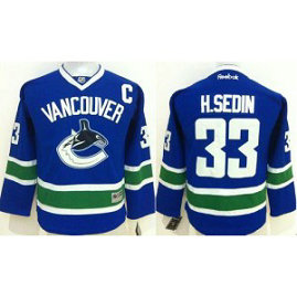 NHL Canucks 33 Henrik Sedin Blue Youth Jersey