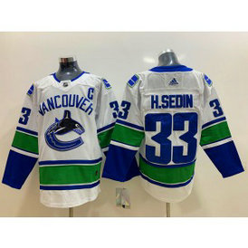 NHL Canucks 33 Henrik Sedin White Adidas Men Jersey