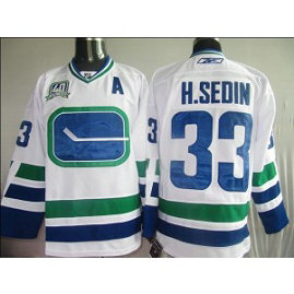 NHL Canucks 33 Henrik Sedin White With 40TH Patch Third Men Jersey