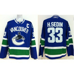 NHL Canucks 33 Henrik Sedin With C Patch Blue Men Jersey