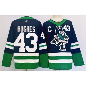 NHL Canucks 43 Quinn Hughes 2024 New Adidas Men Jersey