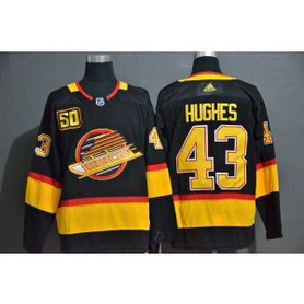 NHL Canucks 43 Quinn Hughes Black 50th Season Adidas Men Jersey NHL Canucks 43 Quinn Hughes Black 50th Season Adidas Men Jersey