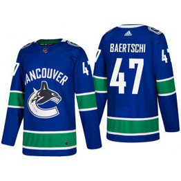 NHL Canucks 47 Sven Baertschi Blue Adidas Men Jersey