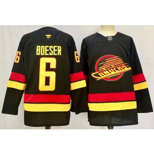 NHL Canucks 6 Brock Boeser Black 2024 New Fanatics Men Jersey