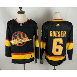 NHL Canucks 6 Brock Boeser Black Adidas Men Jersey