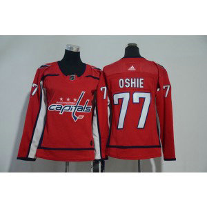 NHL Capitals 77 T.J. Oshie Red Adidas Women Jersey