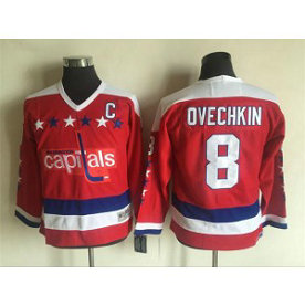 NHL Capitals 8 Alex Ovechkin C Patch Red CCM Throwback Youth Jersey