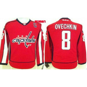 NHL Capitals 8 Alex Ovechkin Red Home Women Jersey