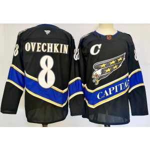 NHL Capitals 8 Alexander Ovechkin Black 2024 New Fanatics Men Jersey