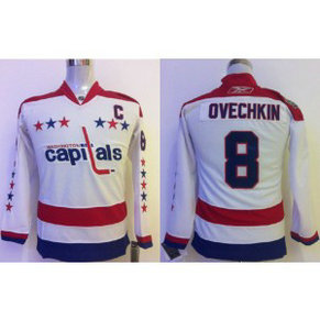 NHL Capitals 8 Alexander Ovechkin With C Patch White Women Jersey