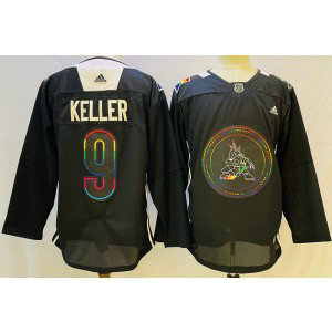 NHL Coyotes 9 Keller Black 2022 New Adidas Men Jersey