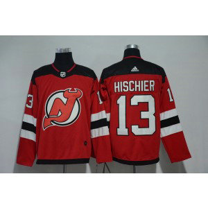 NHL Devils 13 Nico Hischier Red Adidas Men Jersey