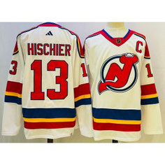 NHL Devils 13 Nico Hischier White 2022-23 Retro Adidad Men Jersey NHL Devils 13 Nico Hischier White 2022-23 Retro Adidad Men Jersey