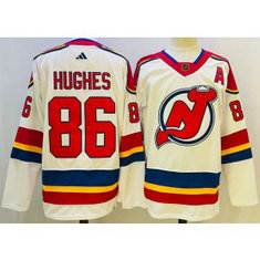 NHL Devils 86 Jack Hughes White 2022-23 Retro Adidad Men Jersey NHL Devils 86 Jack Hughes White 2022-23 Retro Adidad Men Jersey