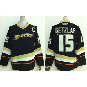 NHL Ducks 15 Ryan Getzlaf Black With C Patch Home Reebok Men Jersey