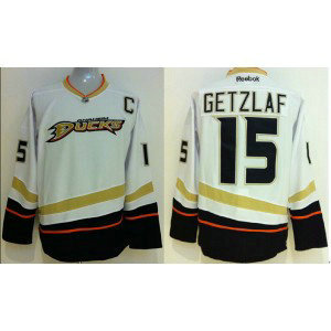 NHL Ducks 15 Ryan Getzlaf White With C Patch Men Jersey
