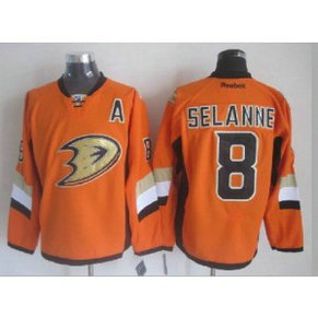 NHL Ducks 8 Teemu Selanne Orange With A Patch Reebok Men Jersey NHL Ducks 8 Teemu Selanne Orange With A Patch Reebok Men Jersey
