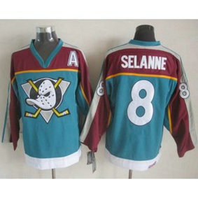 NHL Ducks 8 Teemu Selanne Red-Turquoise CCM Throwback Men Jersey NHL Ducks 8 Teemu Selanne Red-Turquoise CCM Throwback Men Jersey