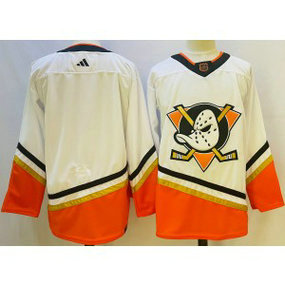 NHL Ducks Blank White 2022-23 Retro Adidas Men Jersey