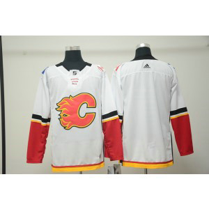 NHL Flames Blank White Adidas Men Jersey