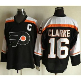 NHL Flyers 16 Bobby Clarke Black CCM Throwback Men Jersey