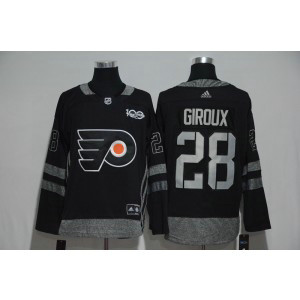 NHL Flyers 28 Claude Giroux Black 100th Anniversary Season Men Jersey NHL Flyers 28 Claude Giroux Black 100th Anniversary Season Men Jersey