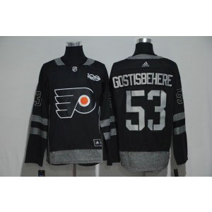 NHL Flyers 53 Shayne Gostisbehere Black 100th Anniversary Season Men Jersey