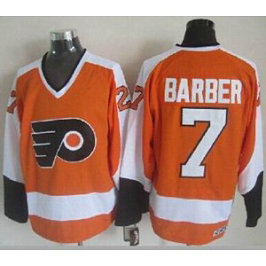 NHL Flyers 7 Bill Barber Orange CCM Throwback Men Jersey