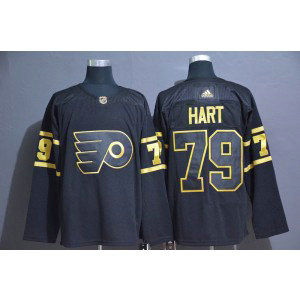 NHL Flyers 79 Carter Hart Black Gold Adidas Men Jersey